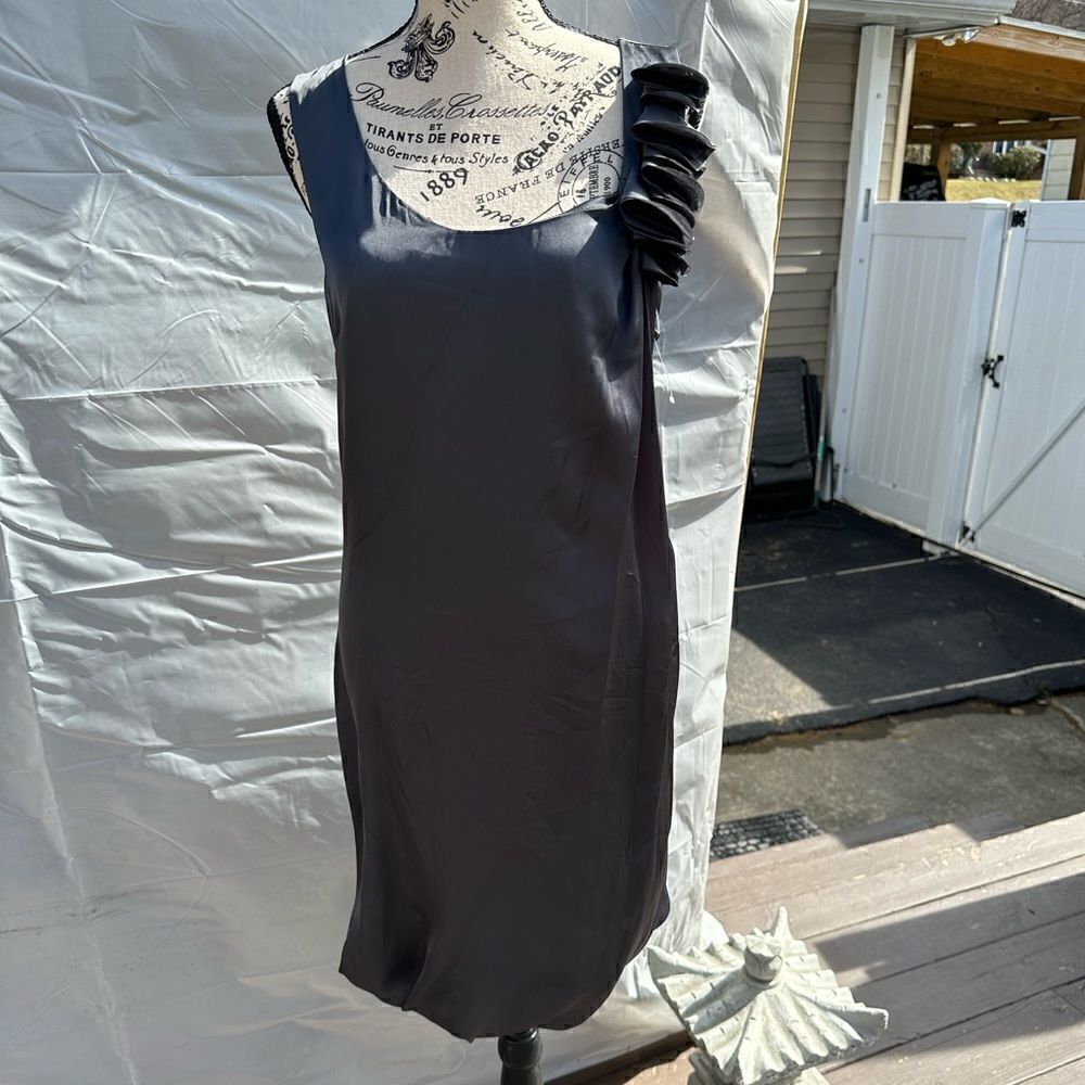 H&M grey flounce hem dress size 14 silky look and feel.